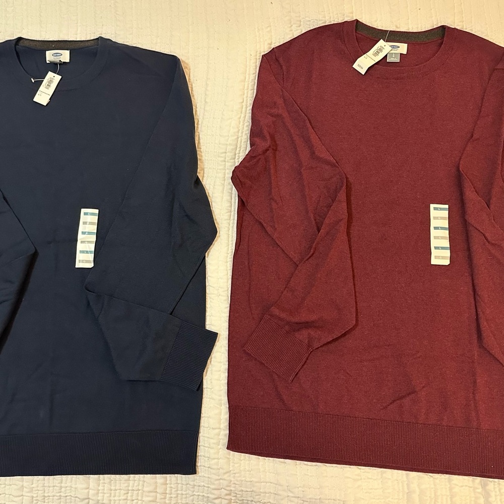 Old Navy Men's Navy Blue and Maroon Sweaters (Set of 2)